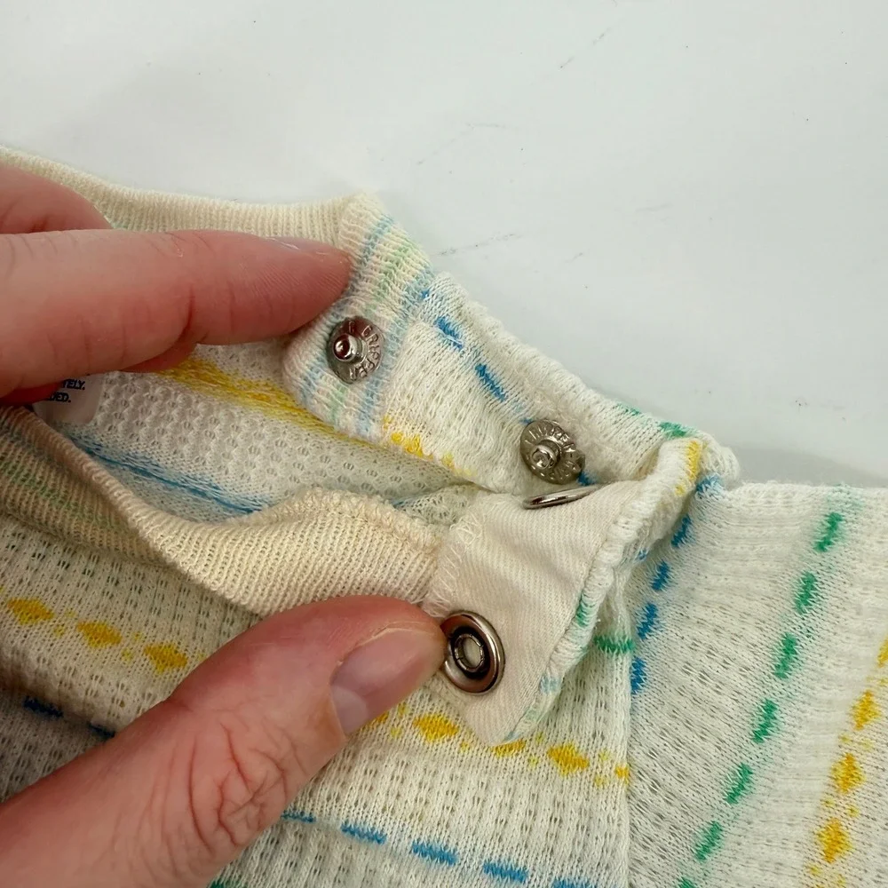Vintage Carters Baby Thermal Knit Striped Long Sleeve Top 6‎ Months Made in USA